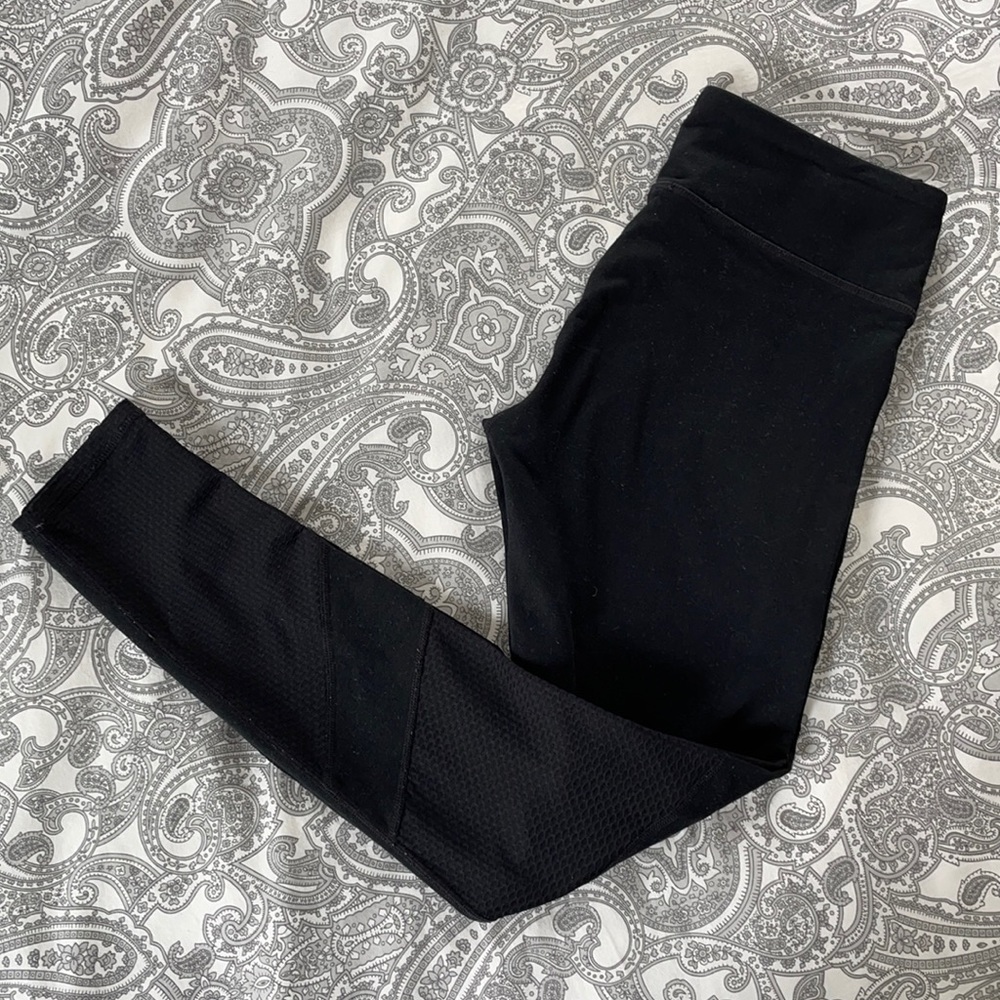 Fabletics Black Mesh Compression Leggings